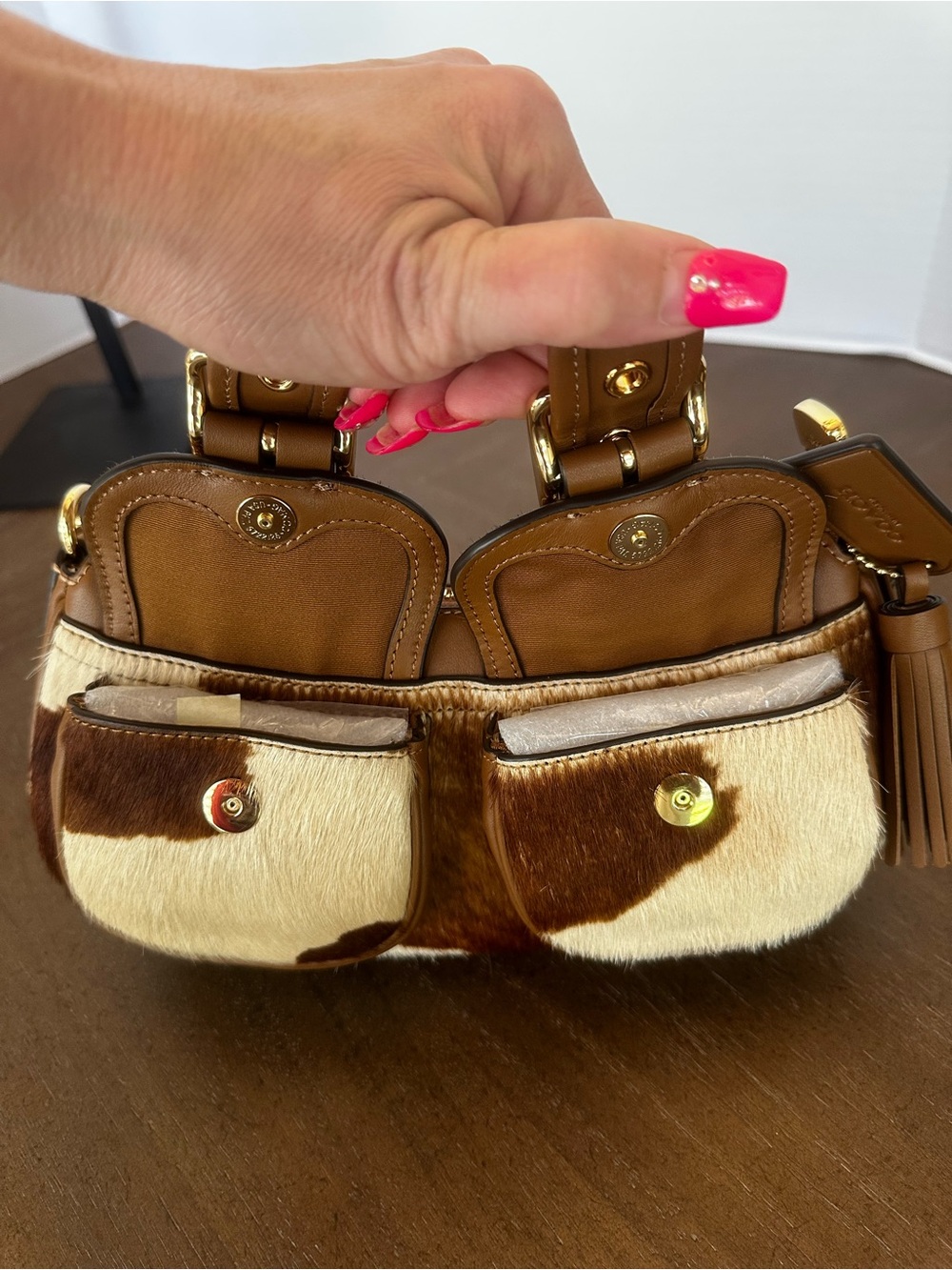 Coach Ashton Shoulder Bag in Haircalf with Cow Print - Picture 11 of 16